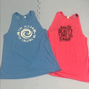 Disney Inspired Running Tanks Set of 2 - Women’s Medium - New - Blue and Pink